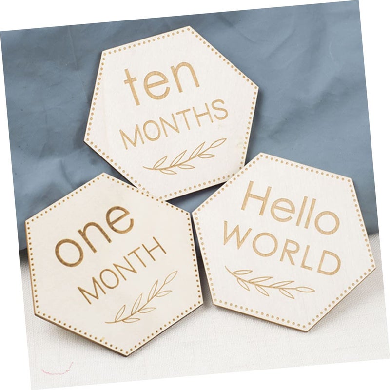 Wooden Milestone Cards For Newborn Photo Props 12Pcs Safe Durable Design - Image 3